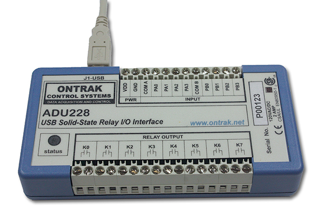 ADU228 8-channel USB Relay I/O Interface module ( 2-Amp.)