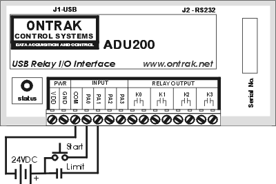 ADU200 USB Interface Module Input Connection Diagram #2