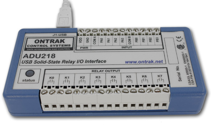 ADU218 USB Solid-State Relay I/O Interface Controller